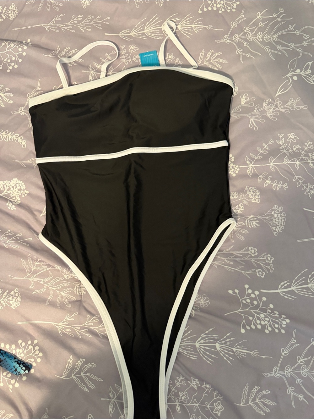 Cupshe Black One-Piece Swimsuit with White Trim